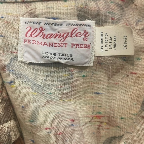 Wrangler Shirt Tropical Floral Island Vacation Retro Collar Button-Up Shirt - Picture 4 of 4